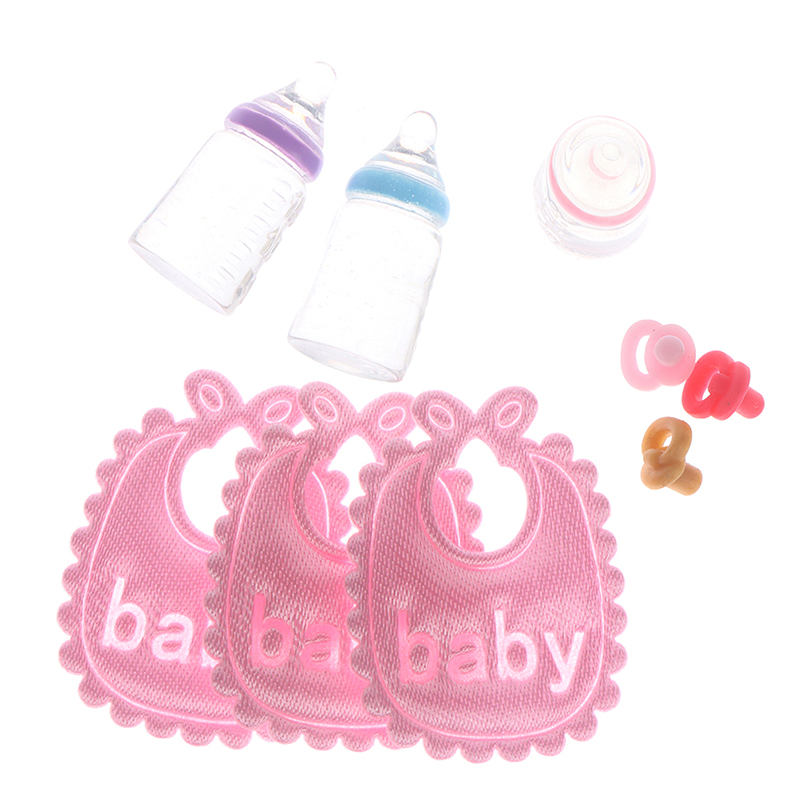 Baby Nursery Kit - Miniatuur babyflessen fopspeen slabbetjes set voor