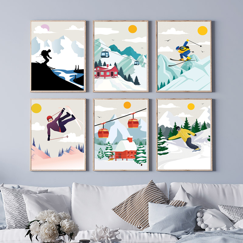 Baby Nursery Themes Boy - Minimalistische Snow Mountain canvas wanddecoratie -