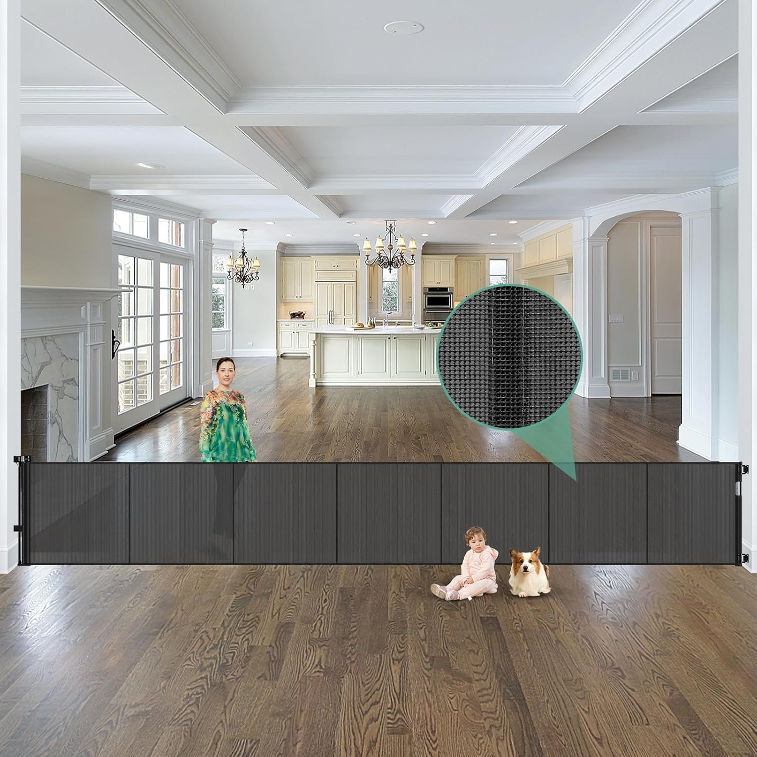 Baby Gate Extra Wide - Versterkte 37 inch hoge x 195