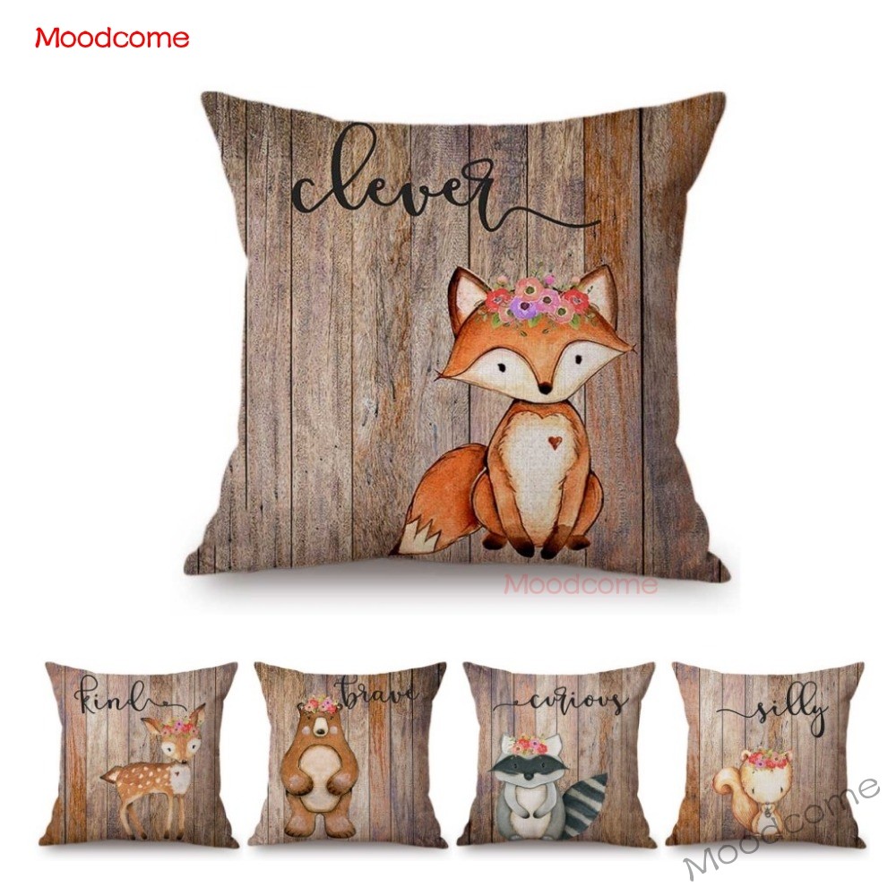 Baby Nursery Chair - Schattige bosdieren houtstructuur babykamer kunst bank
