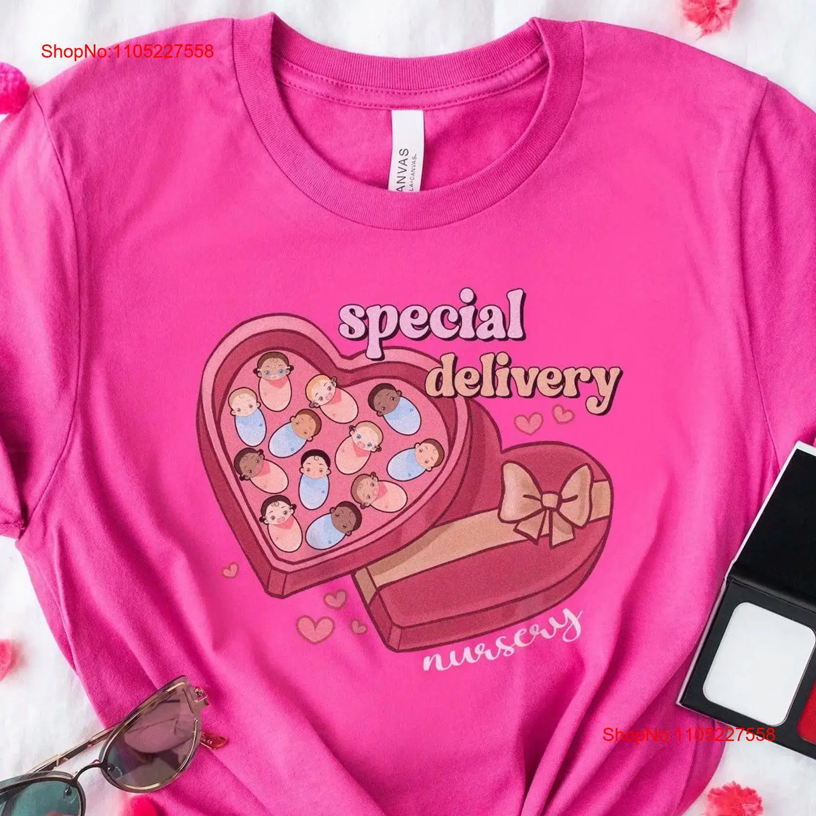 Baby Nursery Nurse - Pasgeboren kinderdagverblijf Valentijnsdag T-shirt Ziekenhuis Babyverpleegkundige