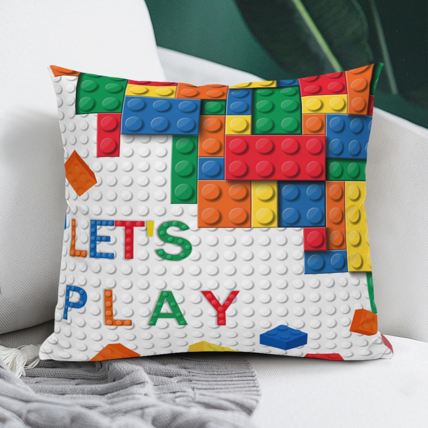 Baby Nursery Chair - Kleurrijke bouwstenen thema kussensloop, sierkussen, kinderkamer