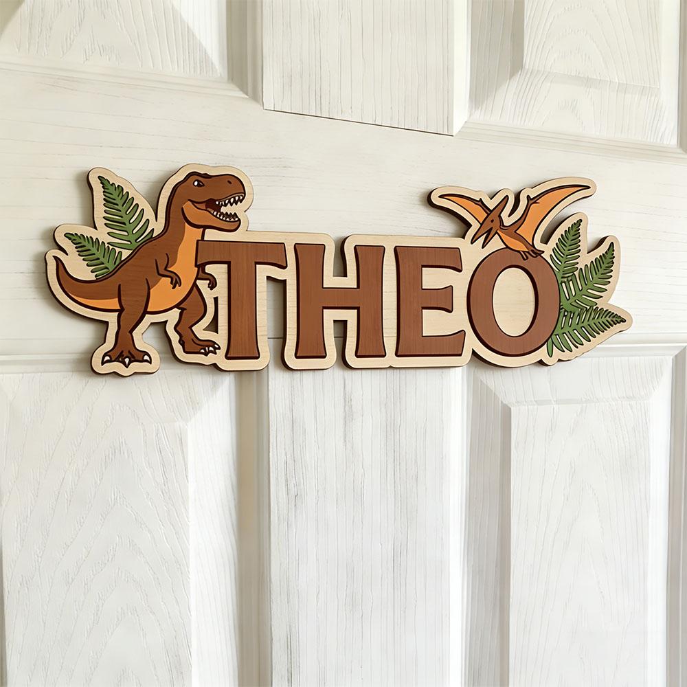 Baby Nursery Ideas - Gepersonaliseerd dinosaurusnaambord voor de geliefde baby,