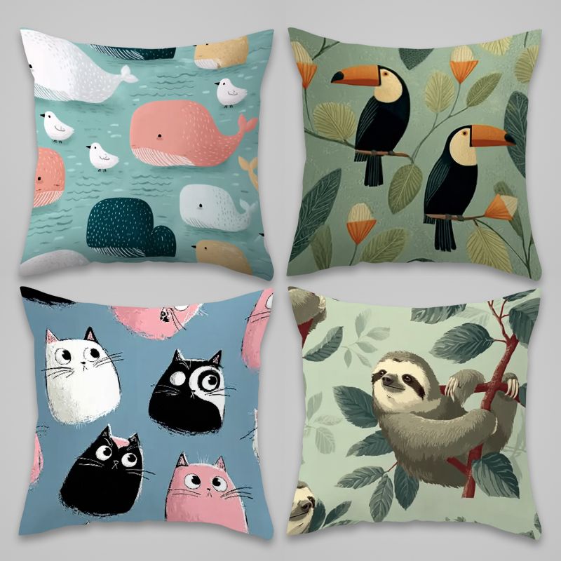Baby Nursery Chair - 4-delige kussenslopenset schattig dierenkinderkamerdecoratie dekbedovertrekken babybeddengoed