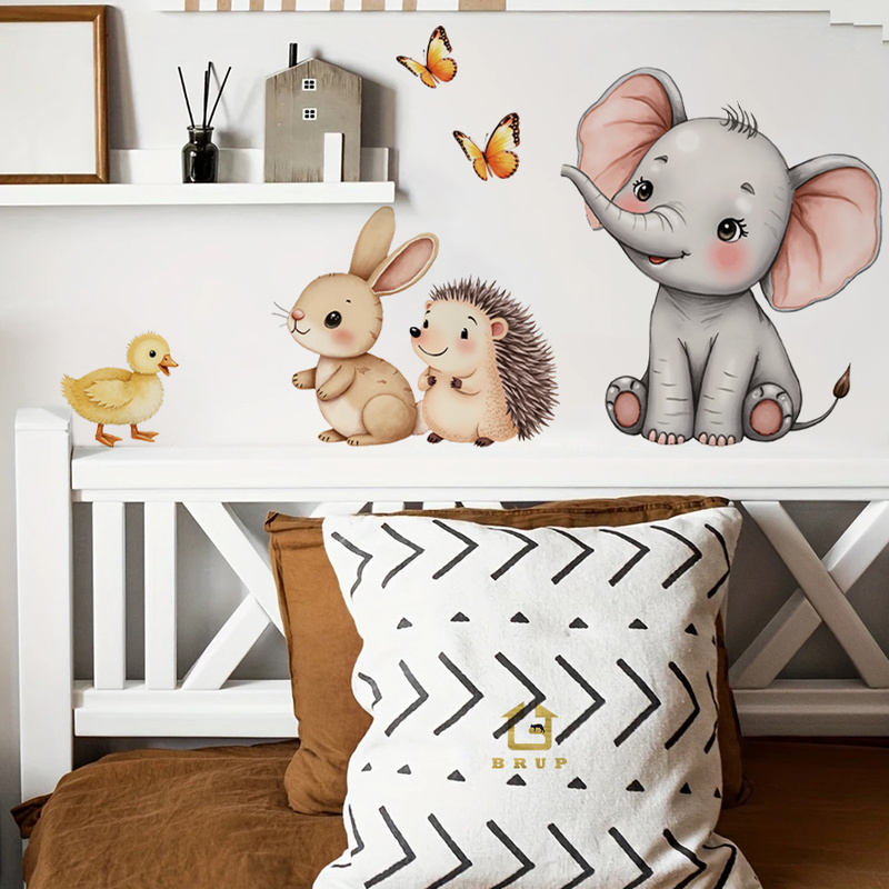 Baby Nursery Room - Cartoon dier muursticker - olifant konijntje