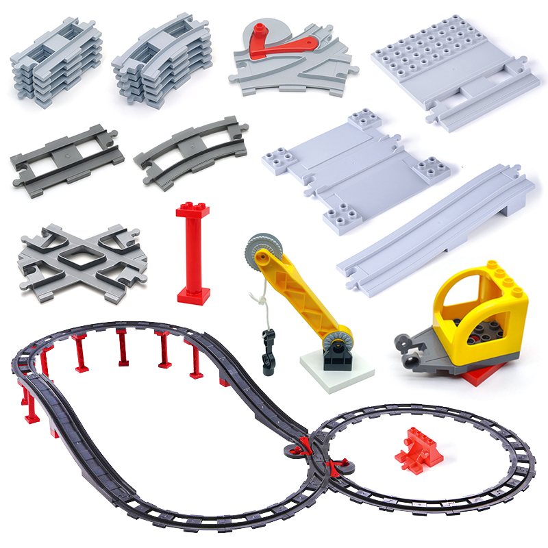Lego Set City - Treinspoorset Grote bouwstenen Stad Verkeerspooraccessoires Compatibel