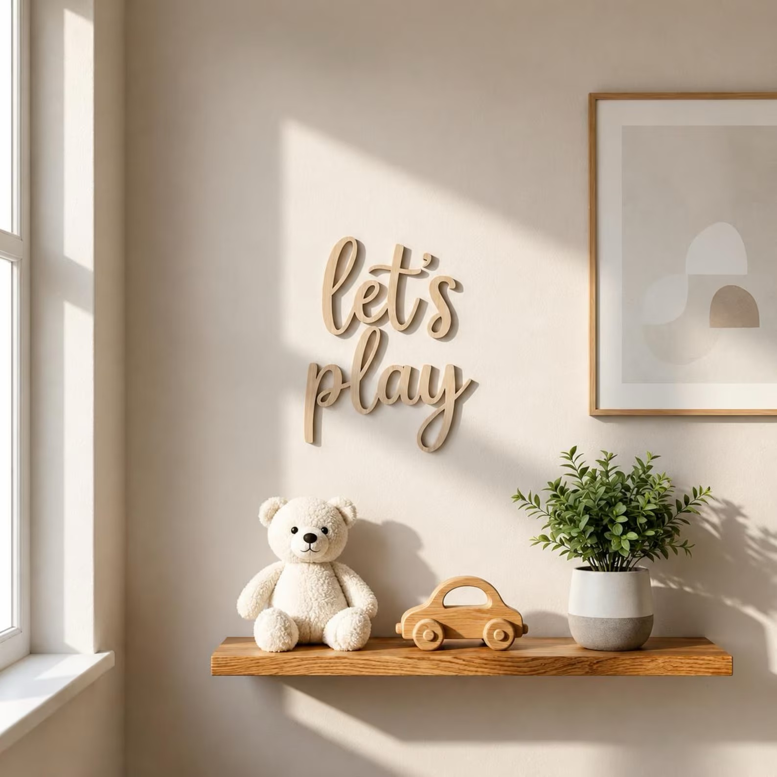 Baby Nursery Room - Laten we spelen houten wandbord, speelkamer