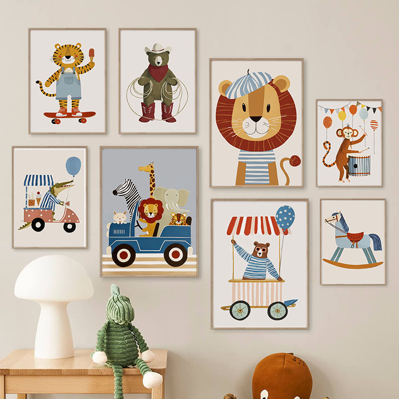 Baby Nursery Ideas - Grappige cartoon dieren auto ballon kinderkamer