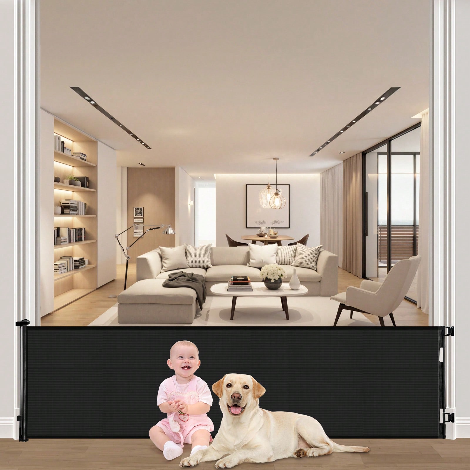 Baby Gate Extra Wide - 197 inch extra brede intrekbare babyhek,