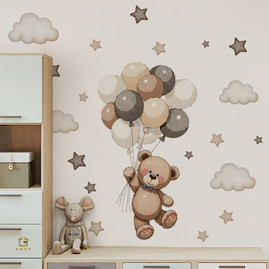 Baby Nursery Ideas - Schattige teddybeer muurstickers, verwijderbaar decor met