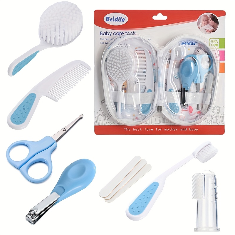 Baby Nursery Kit - 9-delige babyverzorgingsset - Babykam, borstel, vinger-tandenborstel,