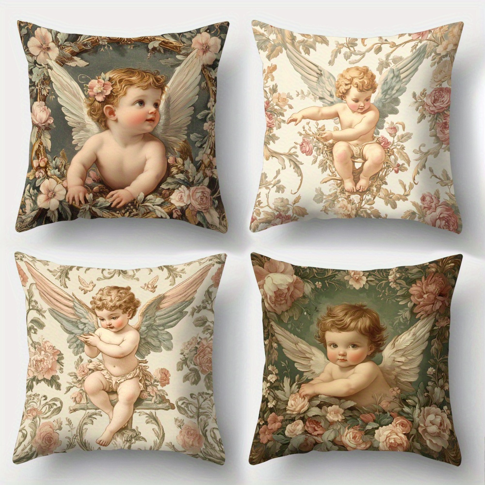 Baby Nursery Chair - Bedrukte engelbloemen kussenslopen set van 4
