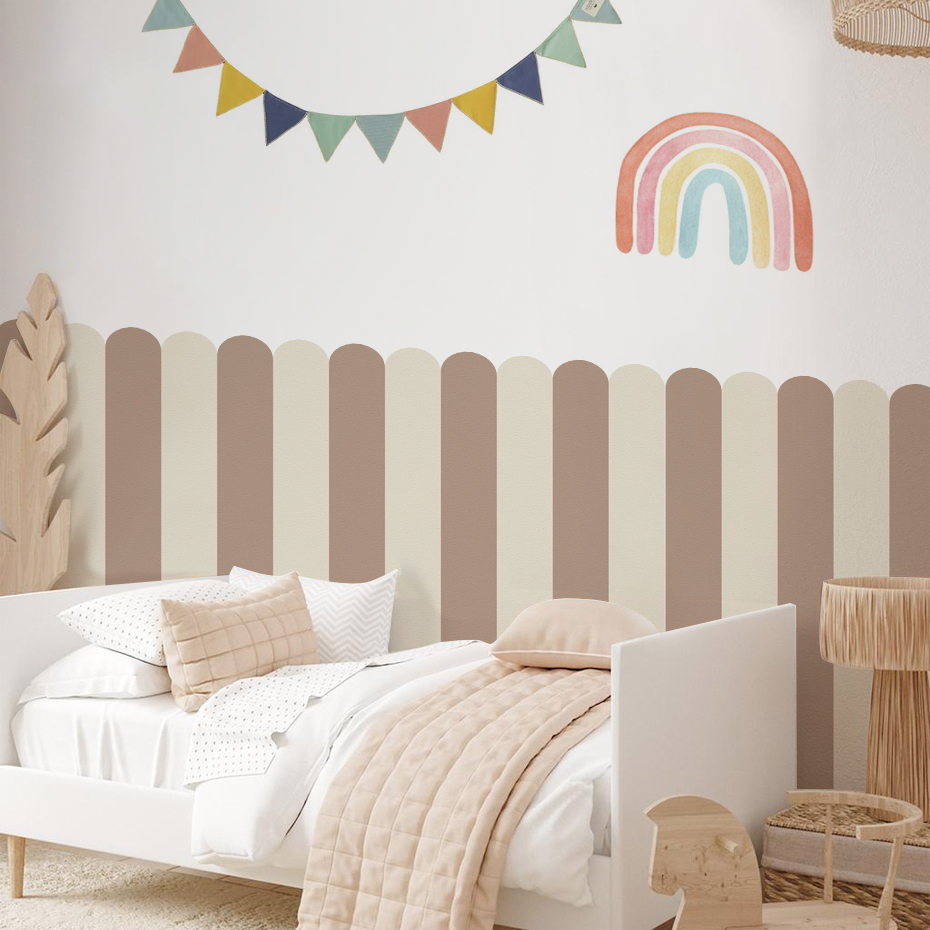 Baby Nursery Room - Veelkleurig verticaal gestreept boogbehang kinderkamer kindermuurkunst