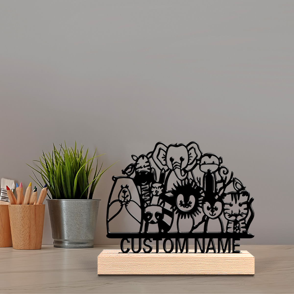 Baby Zoo Nursery - 1 stuk schattige gepersonaliseerde houten kralenversiering