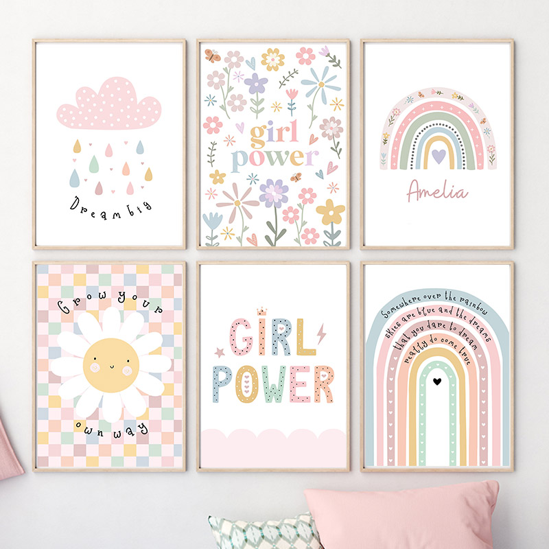 Baby Nursery Room - Zon Bloem Regenboog Wolk Hart Kinderkamer
