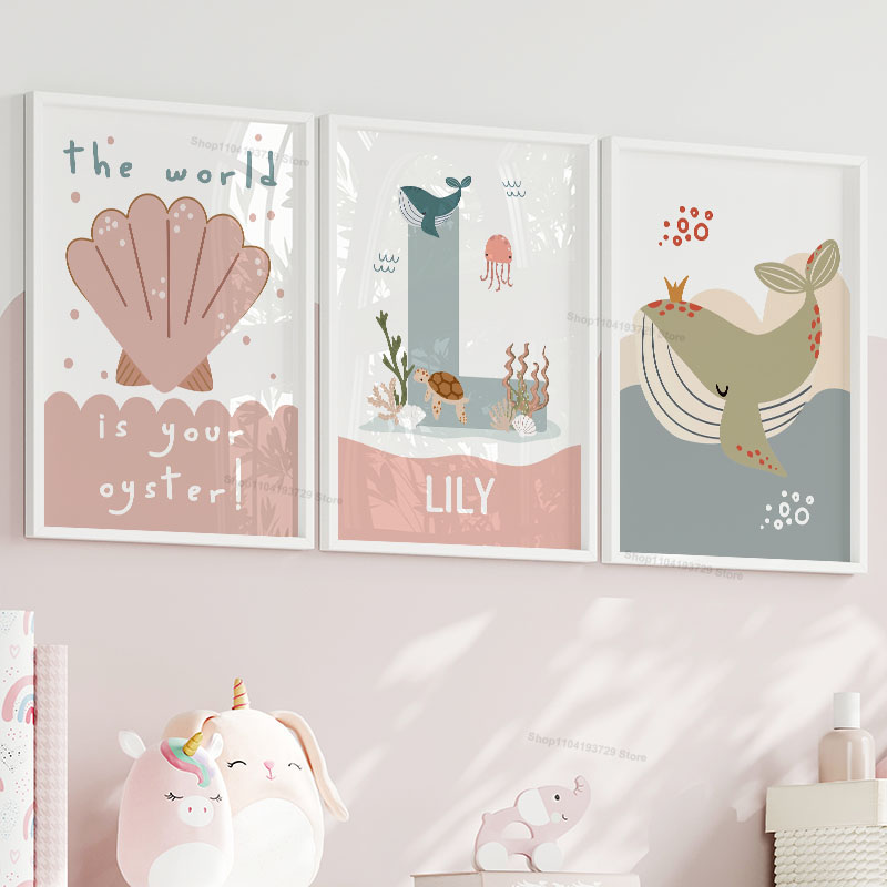 Cartoon Walvis Octopus Kwallen - Baby Nursery Name Wall Art recensie en prijs