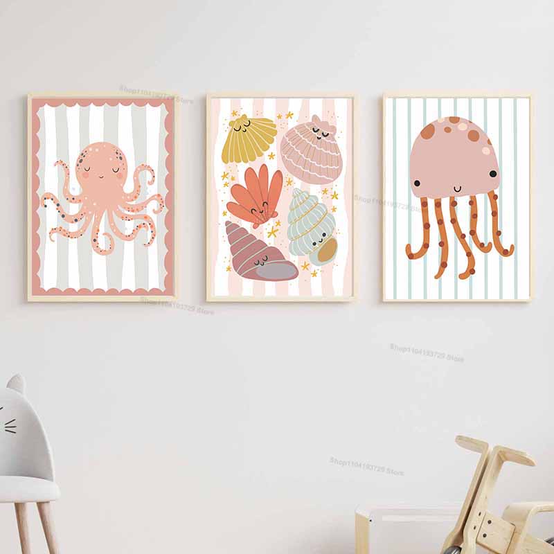 Cartoon Walvis Octopus Kwallen - Baby Nursery Name Wall Art recensie en prijs