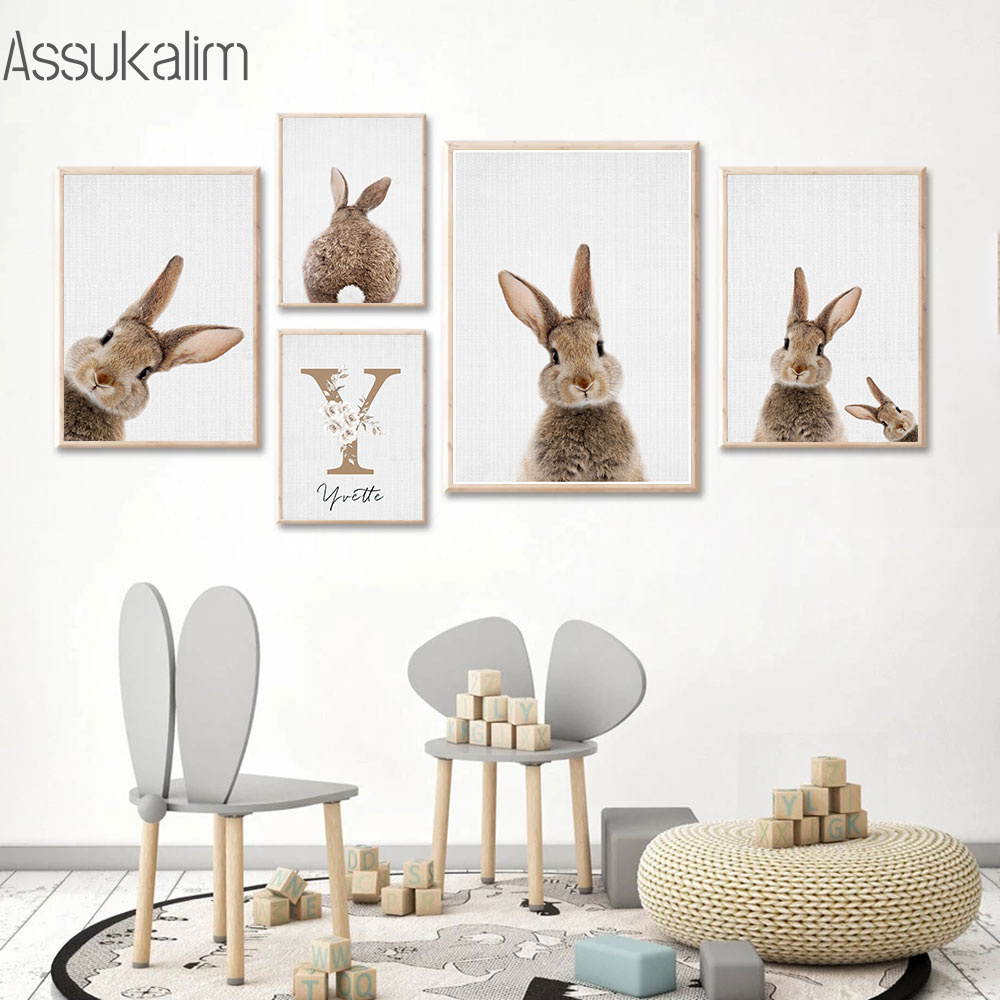 Konijn Canvas Schilderij Aange - Baby Nursery Name Wall Art recensie en prijs