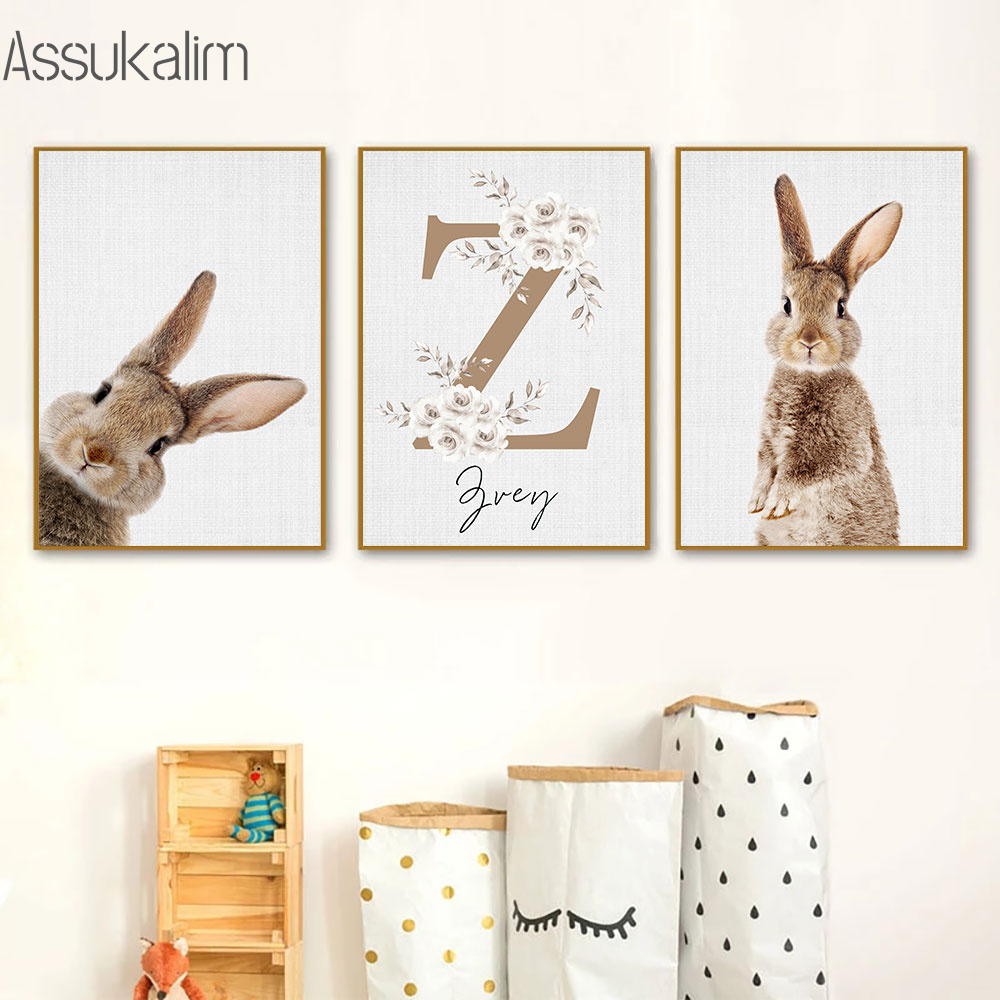 Konijn Canvas Schilderij Aange - Baby Nursery Name Wall Art recensie en prijs