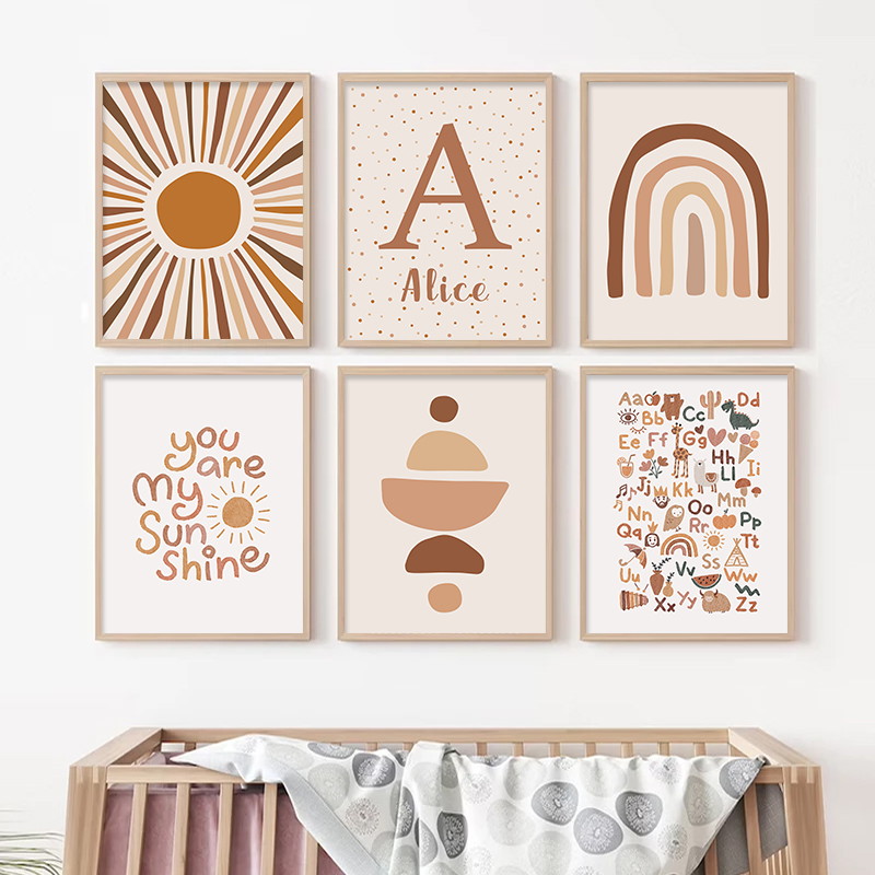 Abstracte Zon Regenboog Custom - Baby Nursery Name Wall Art recensie en prijs