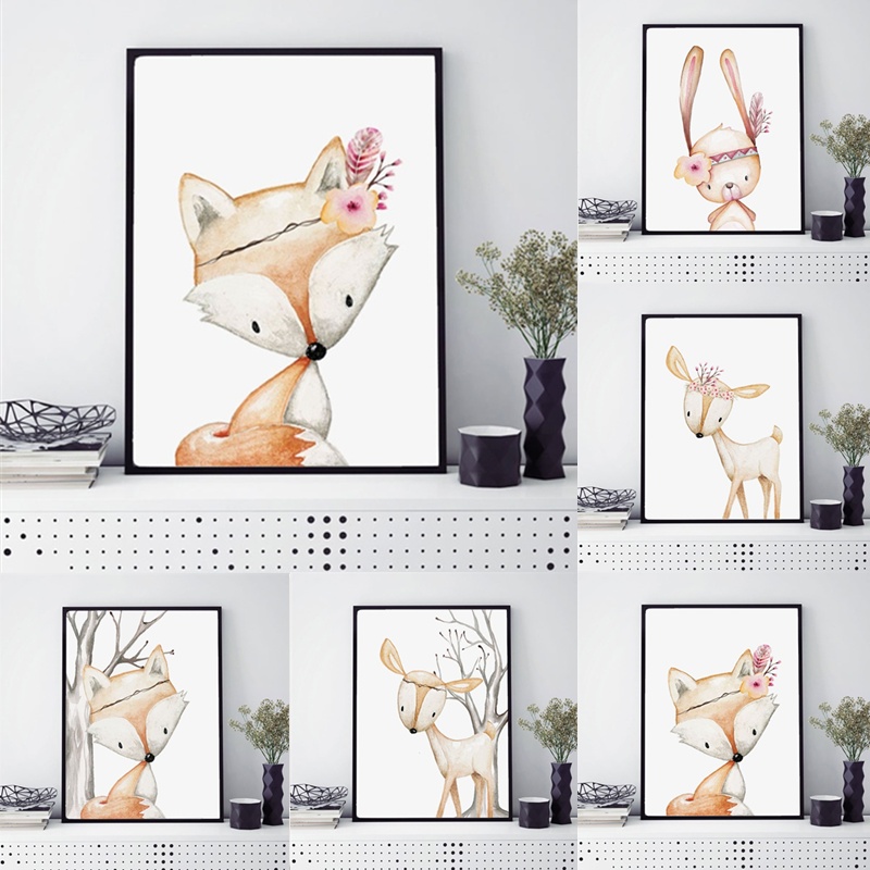 Cartoon Konijn Poster Vos Hert - Baby Nursery Animal Pictures recensie en prijs