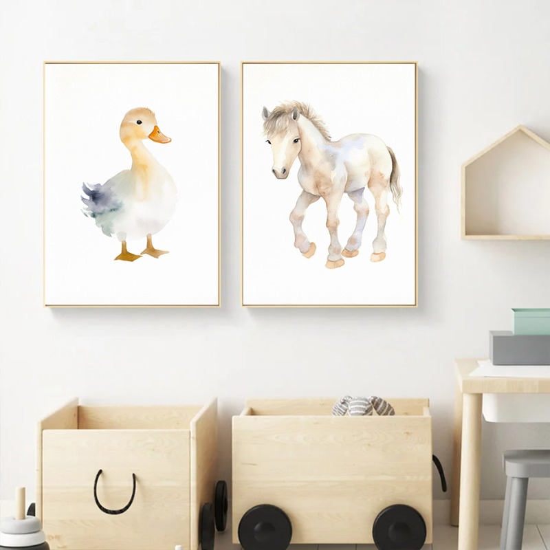 Aquarel Boerderijdieren Baby P - Baby Nursery Animal Pictures recensie en prijs