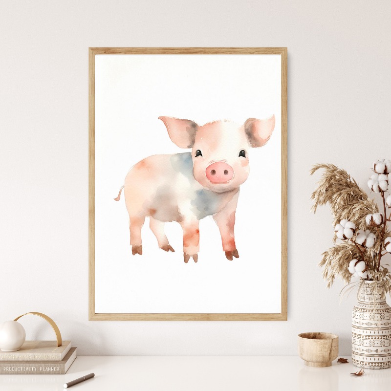 Aquarel Boerderijdieren Baby P - Baby Nursery Animal Pictures recensie en prijs