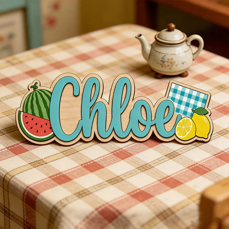 Watermeloen Citroen Picknick T - Baby Nursery Name Wall Art recensie en prijs