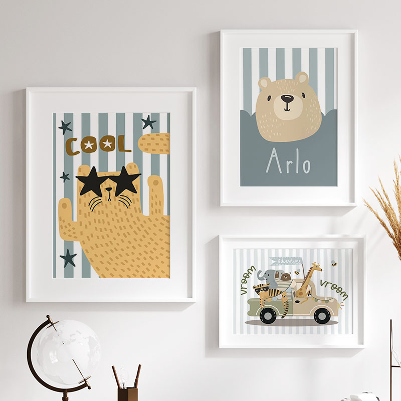 Kawaii Tijger Leeuw Giraf Auto - Baby Nursery Name Wall Art recensie en prijs