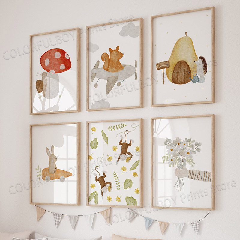 Boho Dieren Beer Konijn Egel A - Baby Nursery Animal Pictures recensie en prijs