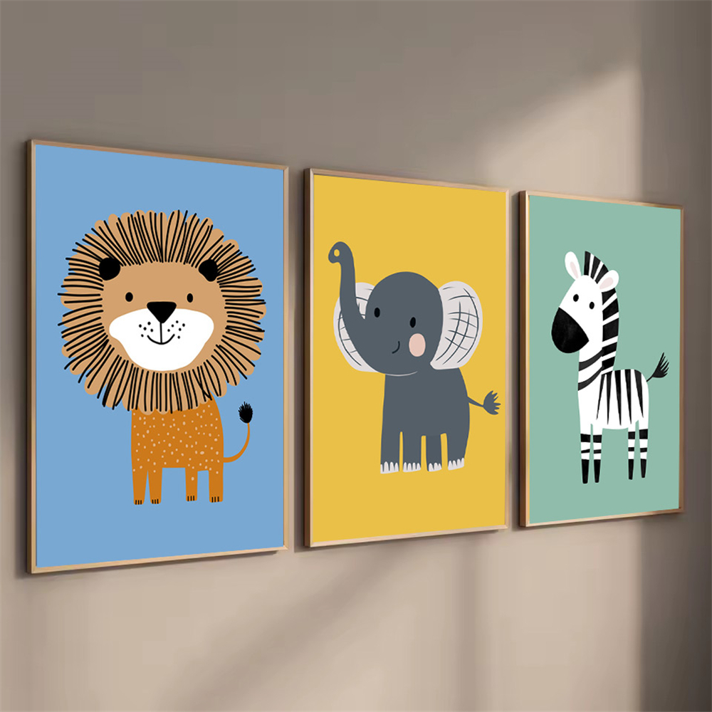 Cartoon Dier Leeuw Zebra Olifa - Baby Nursery Animal Pictures recensie en prijs