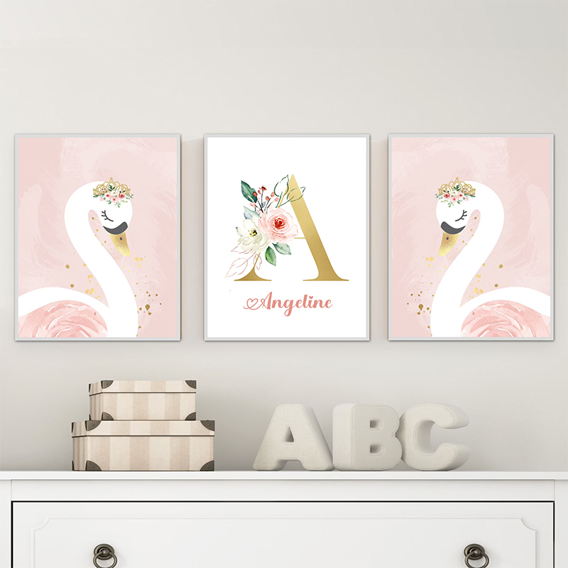 Roze Kroon Zwaan Gouden Aangep - Baby Nursery Name Letters recensie en prijs