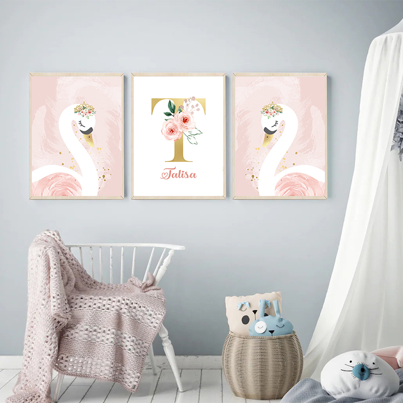 Roze Kroon Zwaan Gouden Aangep - Baby Nursery Name Letters recensie en prijs