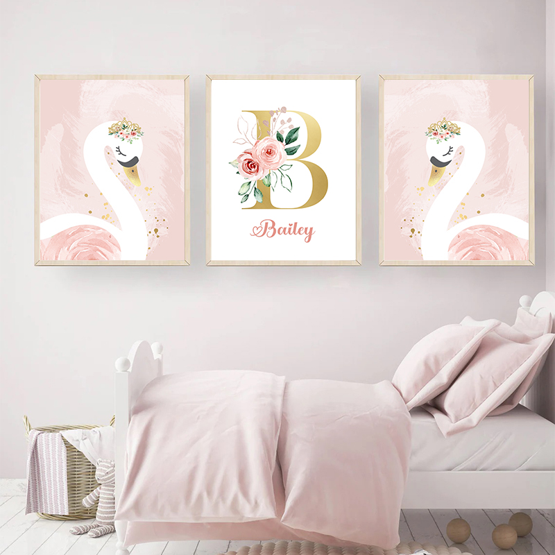Roze Kroon Zwaan Gouden Aangep - Baby Nursery Name Letters recensie en prijs