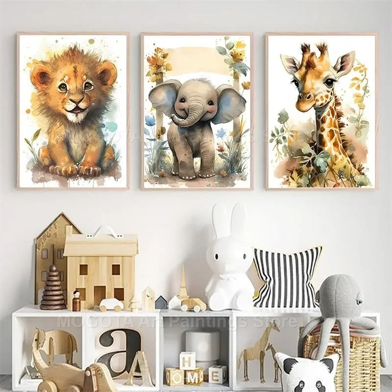 Aquarel Leeuw Giraffe Tijger O - Baby Nursery Animal Pictures recensie en prijs