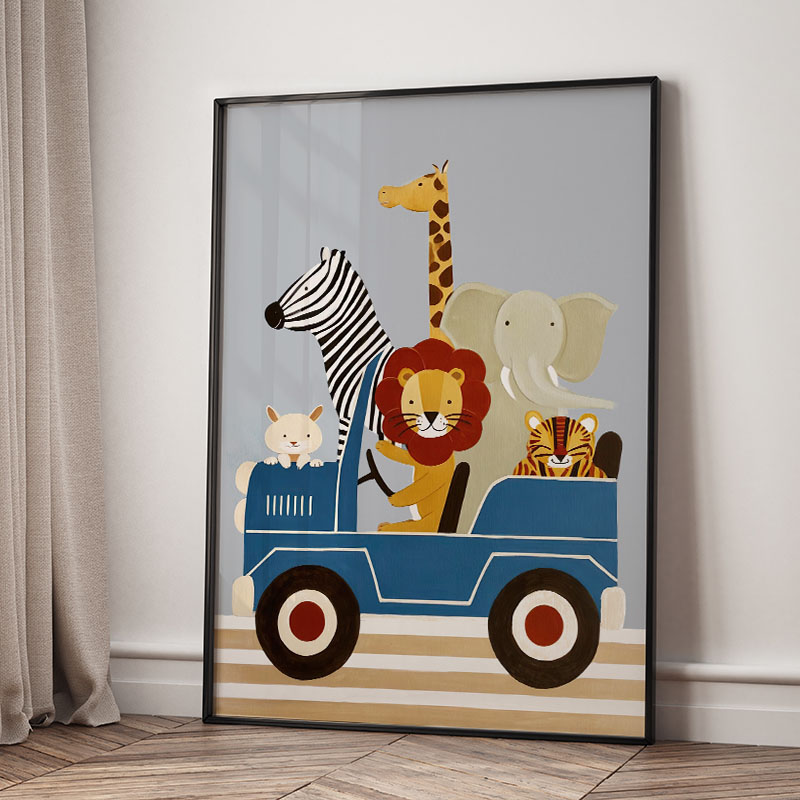 Grappige cartoon dieren auto b - Baby Nursery Ideas recensie en prijs