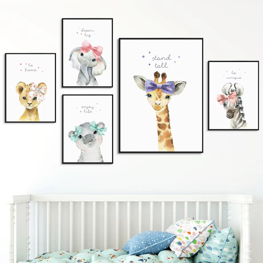 Leeuw Zebra Giraffe Olifant Ni - Baby Nursery Animal Pictures recensie en prijs