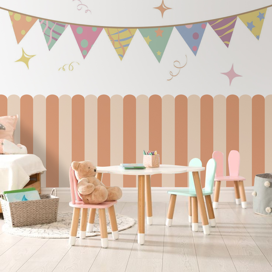 Veelkleurig verticaal gestreep - Baby Nursery Room recensie en prijs