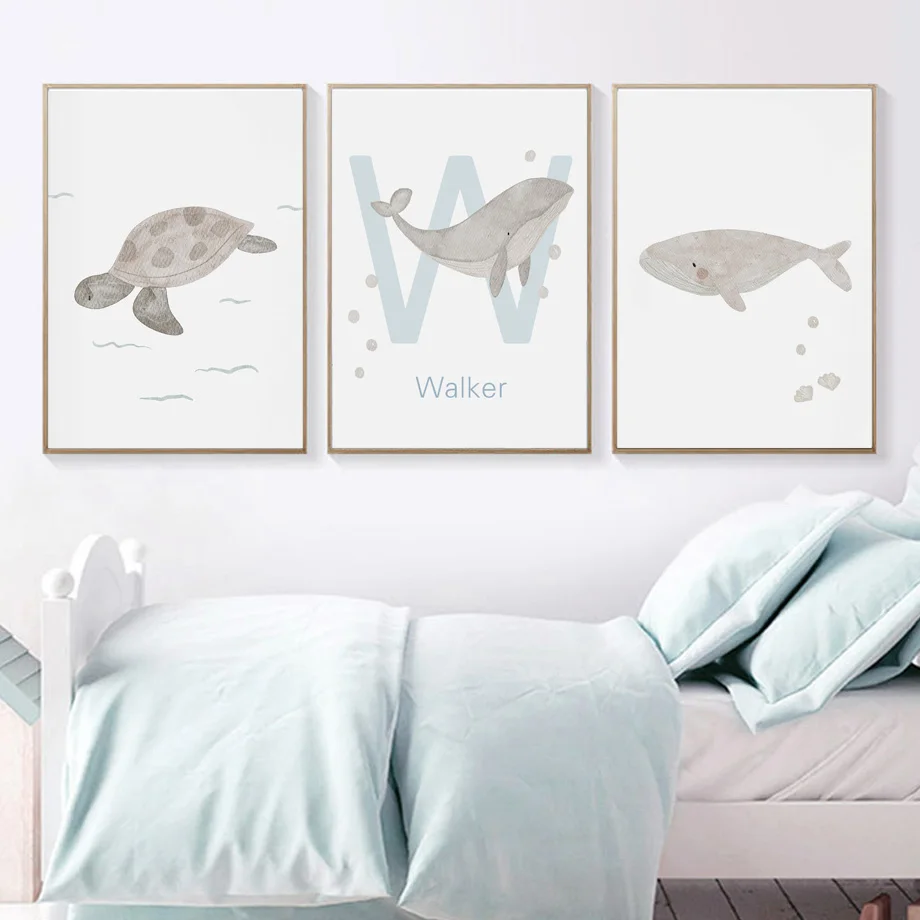 Aangepaste naam walvis octopus - Baby Nursery Name Wall Art recensie en prijs